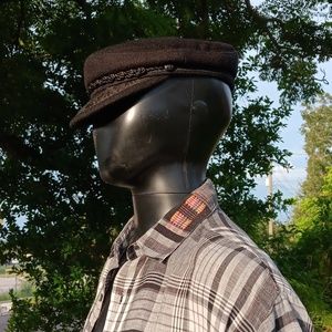 FELDINI MEN'S PURE LINEN PLAID CASUAL BUTTON DOWN SS SHIRT (CRESTED*)